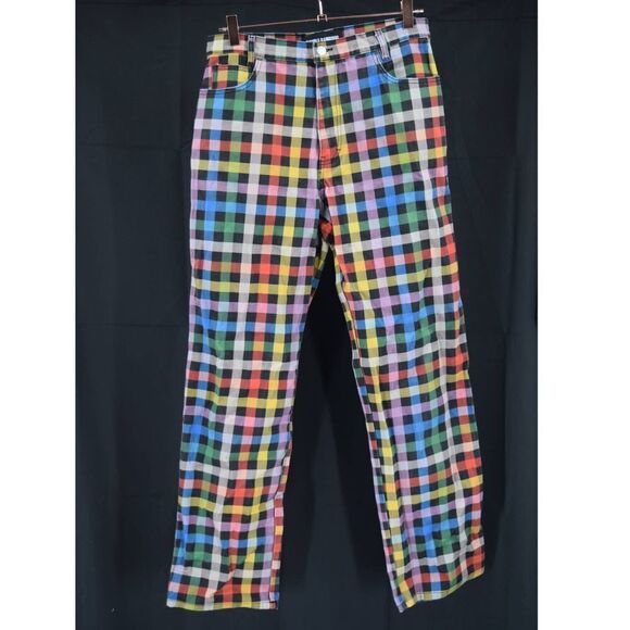 Double Rainbouu Multicolor Check Denim Jeans - L - Picture 1 of 3